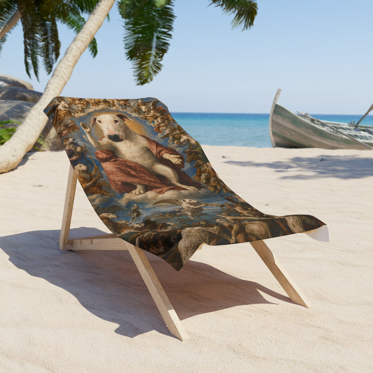Bull Terrier The Last Judgement — after Michelangelo, 1541 | Beach Towel