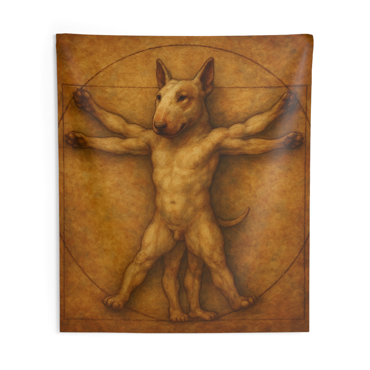 Bull Terrier Vitruvian Man — after Leonardo da Vinci, c.1490 | Tapestry