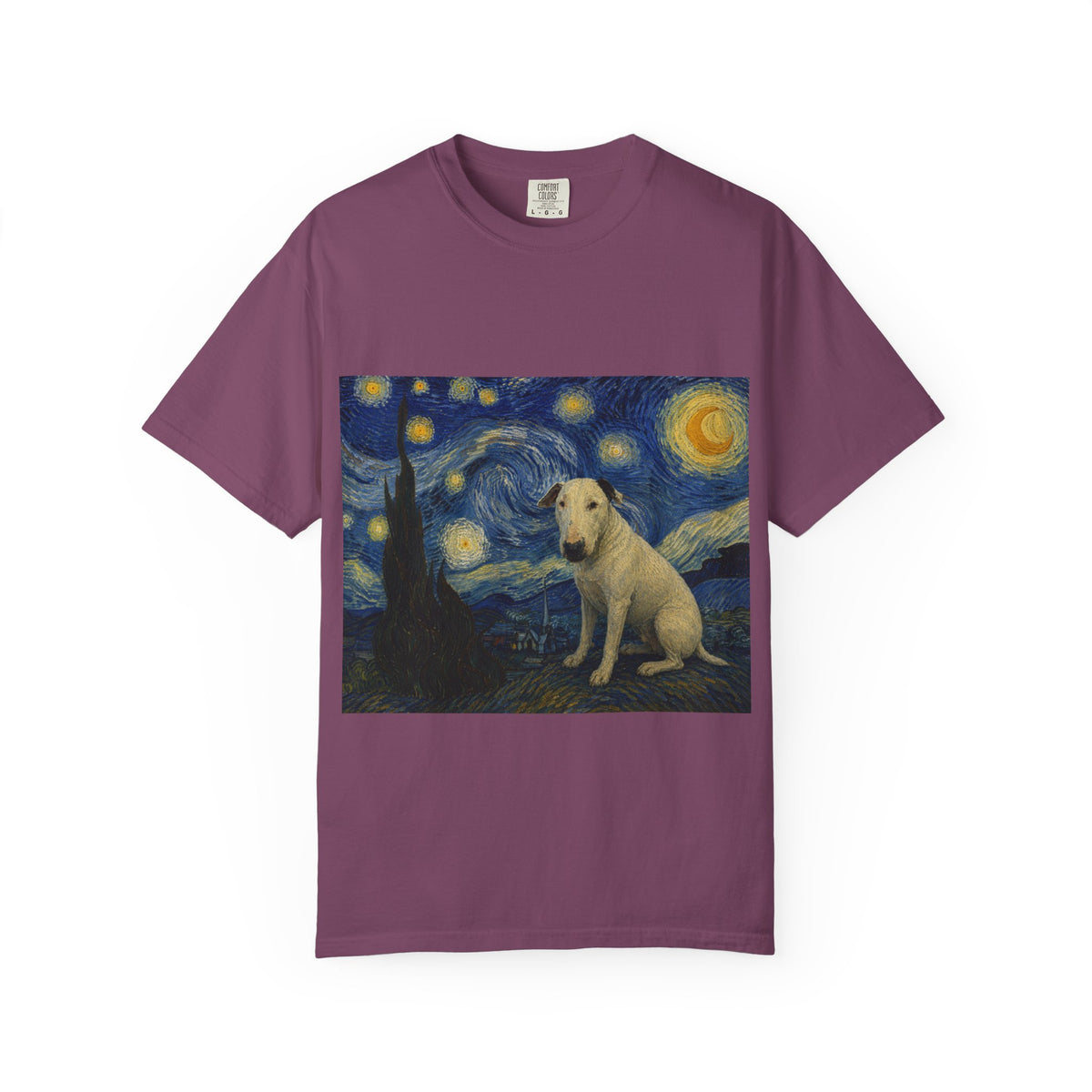Bull Terrier The Starry Night — after Vincent van Gogh, 1889 | Garment-Dyed Tee