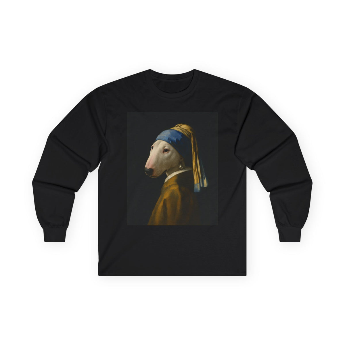 Bull Terrier Girl With A Pearl Earring — after Johannes Vermeer, c.1665 | Long Sleeve