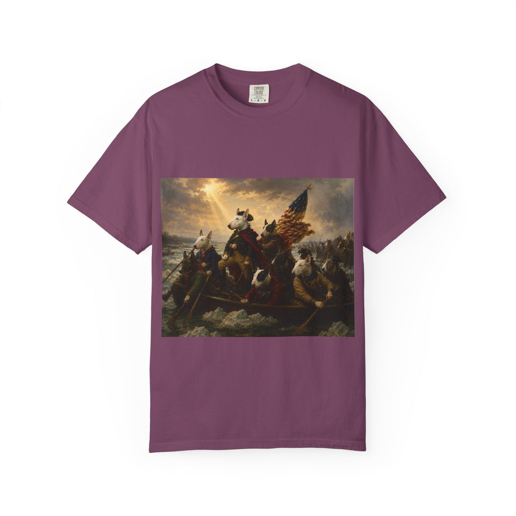 Bull Terrier Washington Crossing the Delaware — after Emanuel Leutze, 1851 | Garment-Dyed Tee