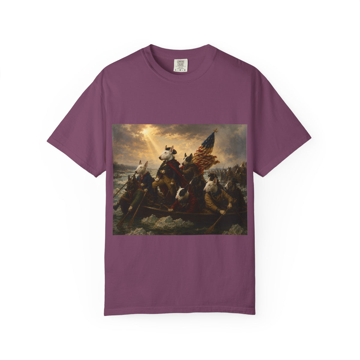 Bull Terrier Washington Crossing the Delaware — after Emanuel Leutze, 1851 | Garment-Dyed Tee