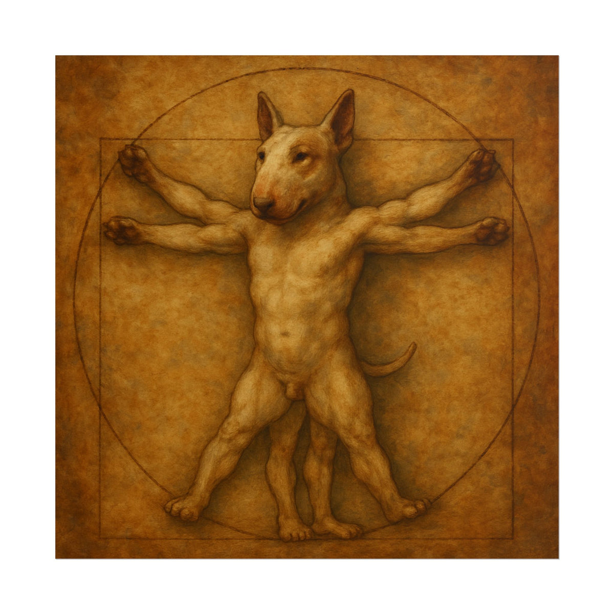Bull Terrier Vitruvian Man — after Leonardo da Vinci, c.1490 | Poster