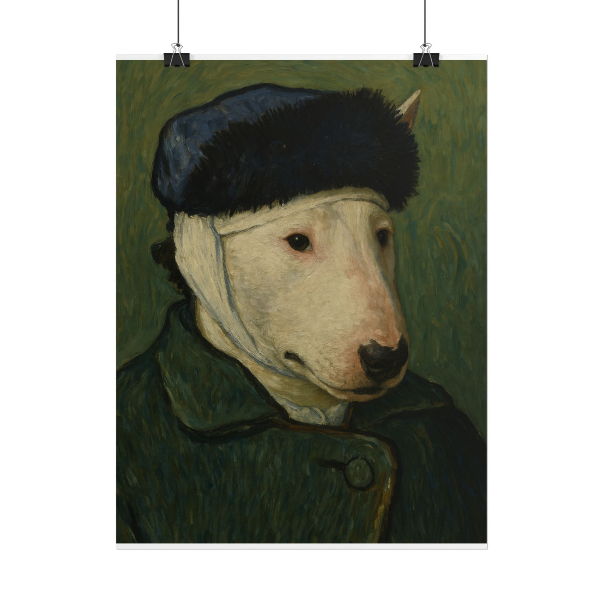 Bull Terrier Self Portrait Bandaged Ear — after Vincent van Gogh, 1889 | Print