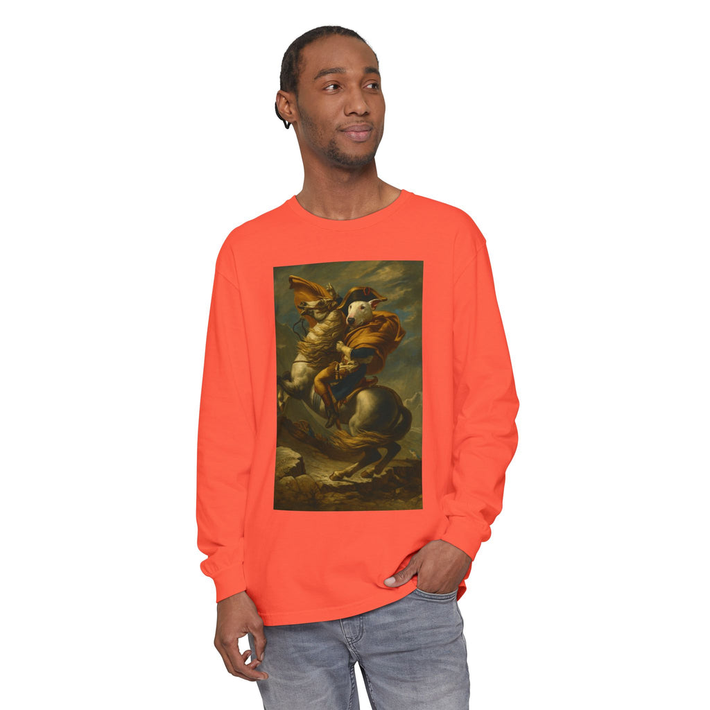 Bull Terrier Napoleon Crossing the Alps — after Jacques-Louis David, 1801 | Long Sleeve