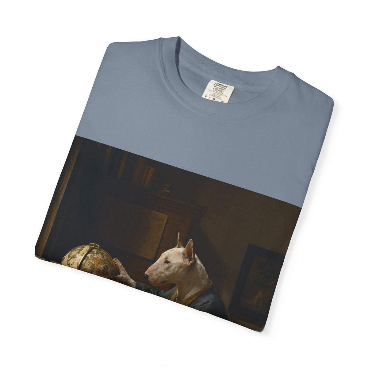 Bull Terrier The Astronomer — after Johannes Vermeer, 1668 | Garment-Dyed Tee