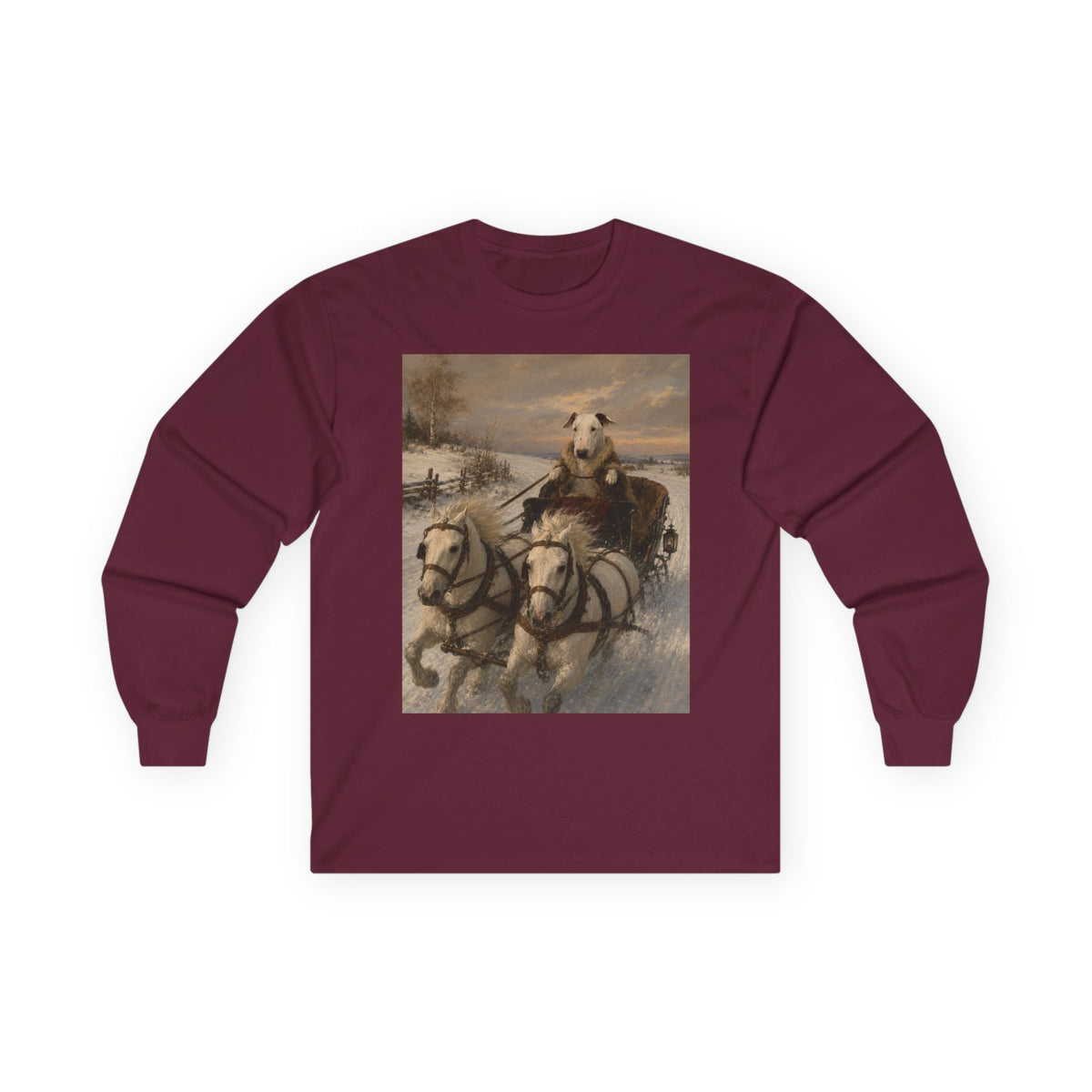 Bull Terrier Sleigh Ride — after Alfred Wierusz-Kowalski, c.1890 | Long Sleeve