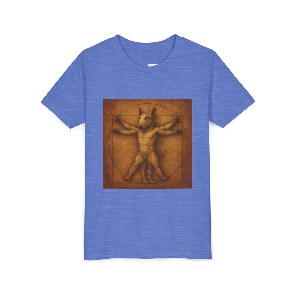 Bull Terrier Vitruvian Man — after Leonardo da Vinci, c.1490 | Youth Tee