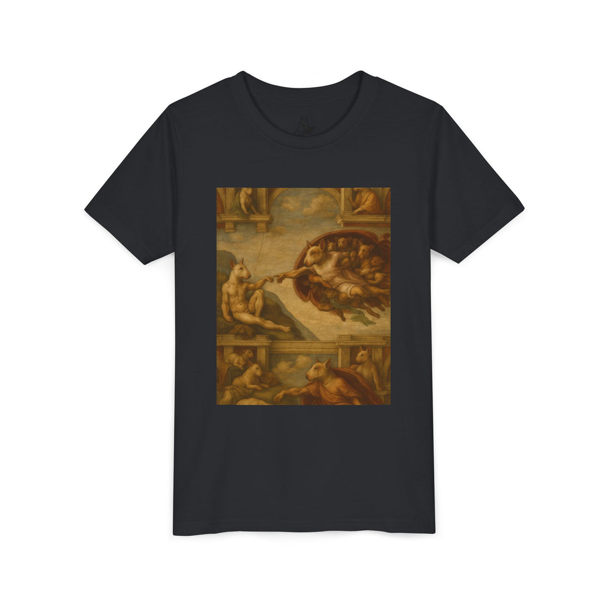 Bull Terrier The Creation of Adam — after Michelangelo, 1512 | Youth Tee
