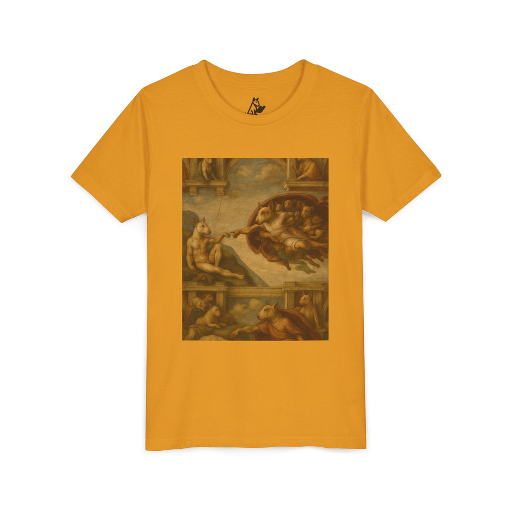 Bull Terrier The Creation of Adam — after Michelangelo, 1512 | Youth Tee