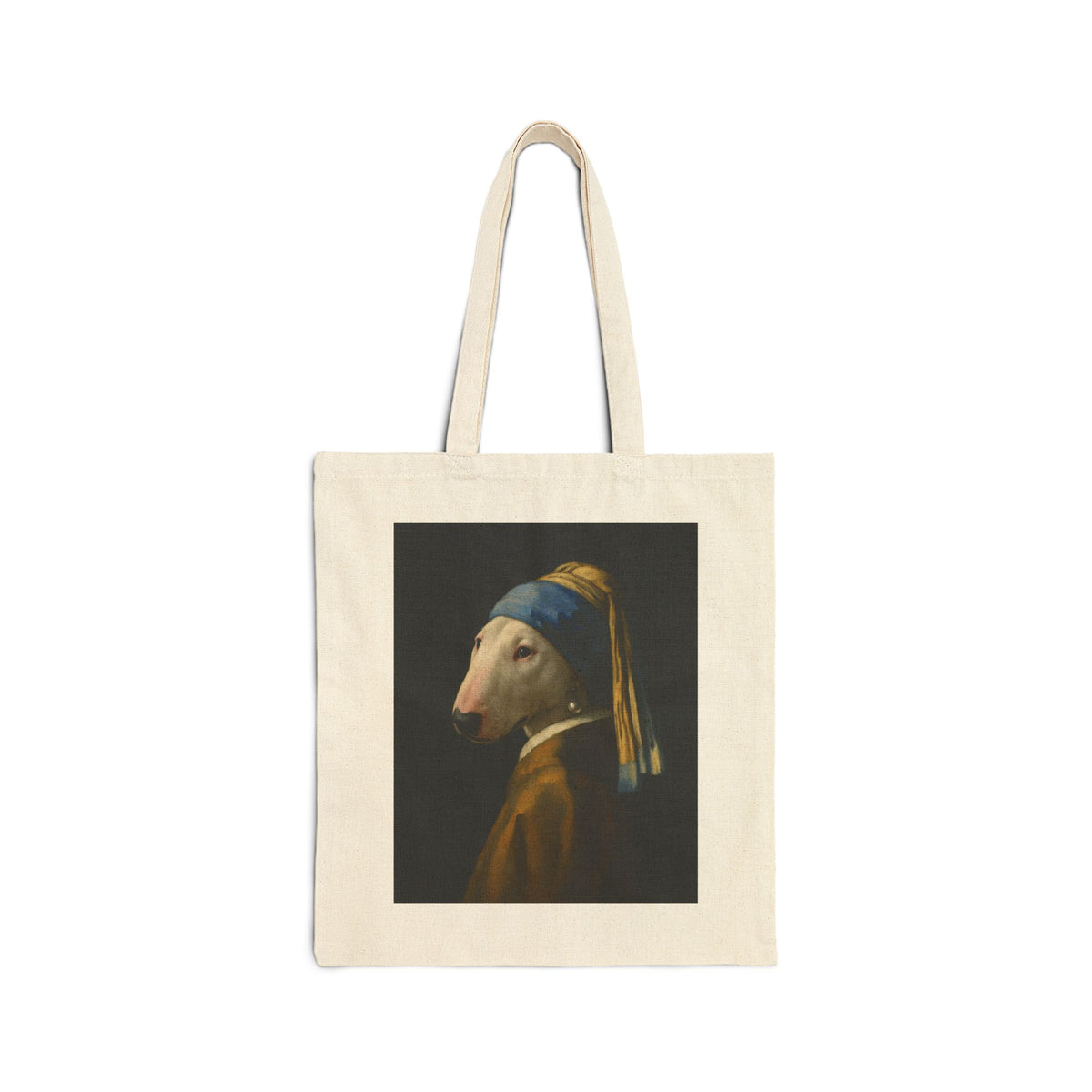 Bull Terrier Girl with a Pearl Earring — after Johannes Vermeer, c.1665 | Canvas Tote
