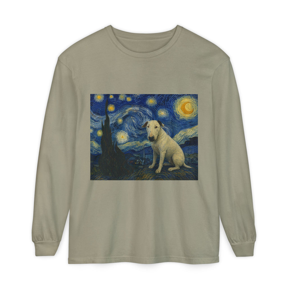 Bull Terrier The Starry Night — after Vincent van Gogh, 1889 | Long Sleeve