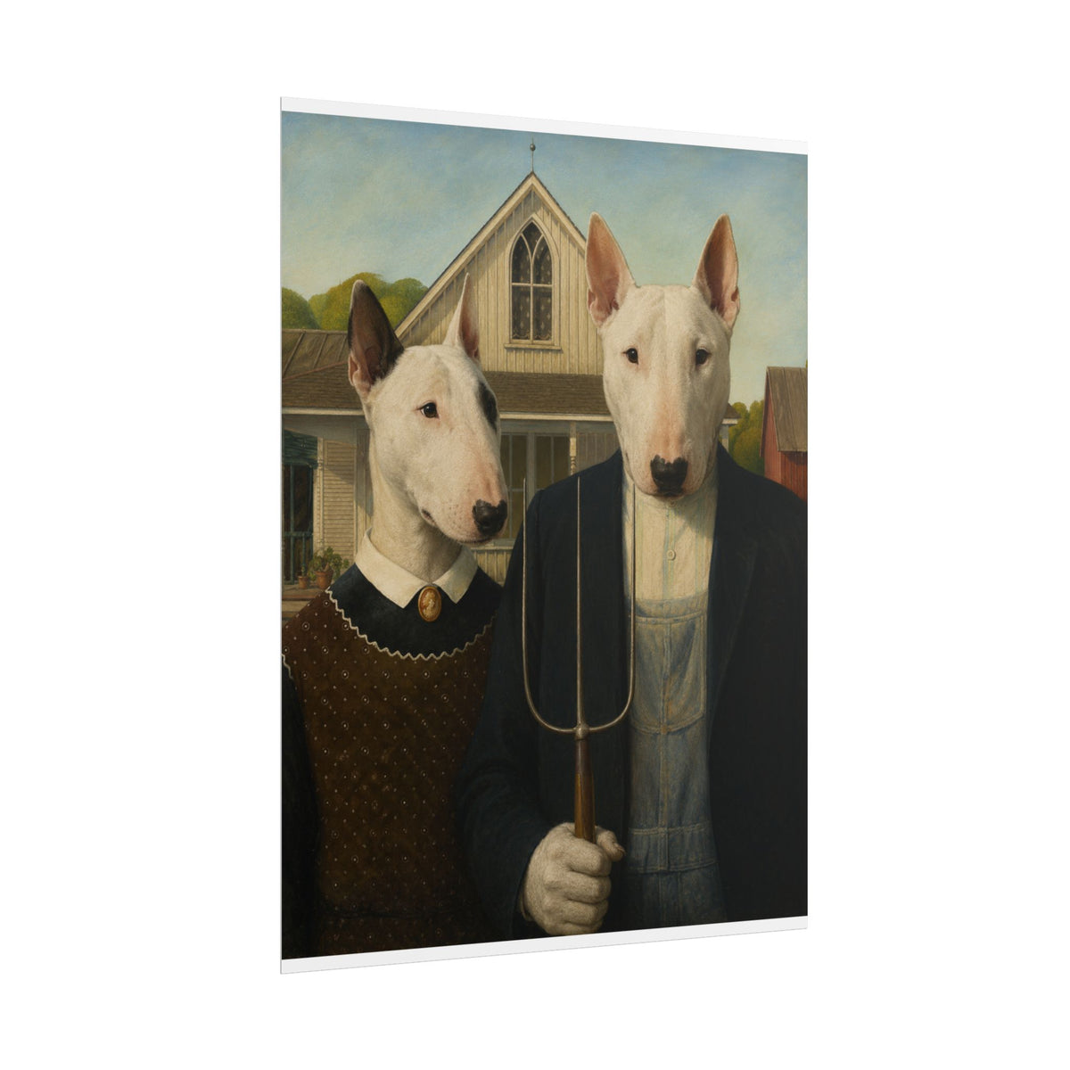 Bull Terrier American Gothic — after Grant Wood, 1930 | Print