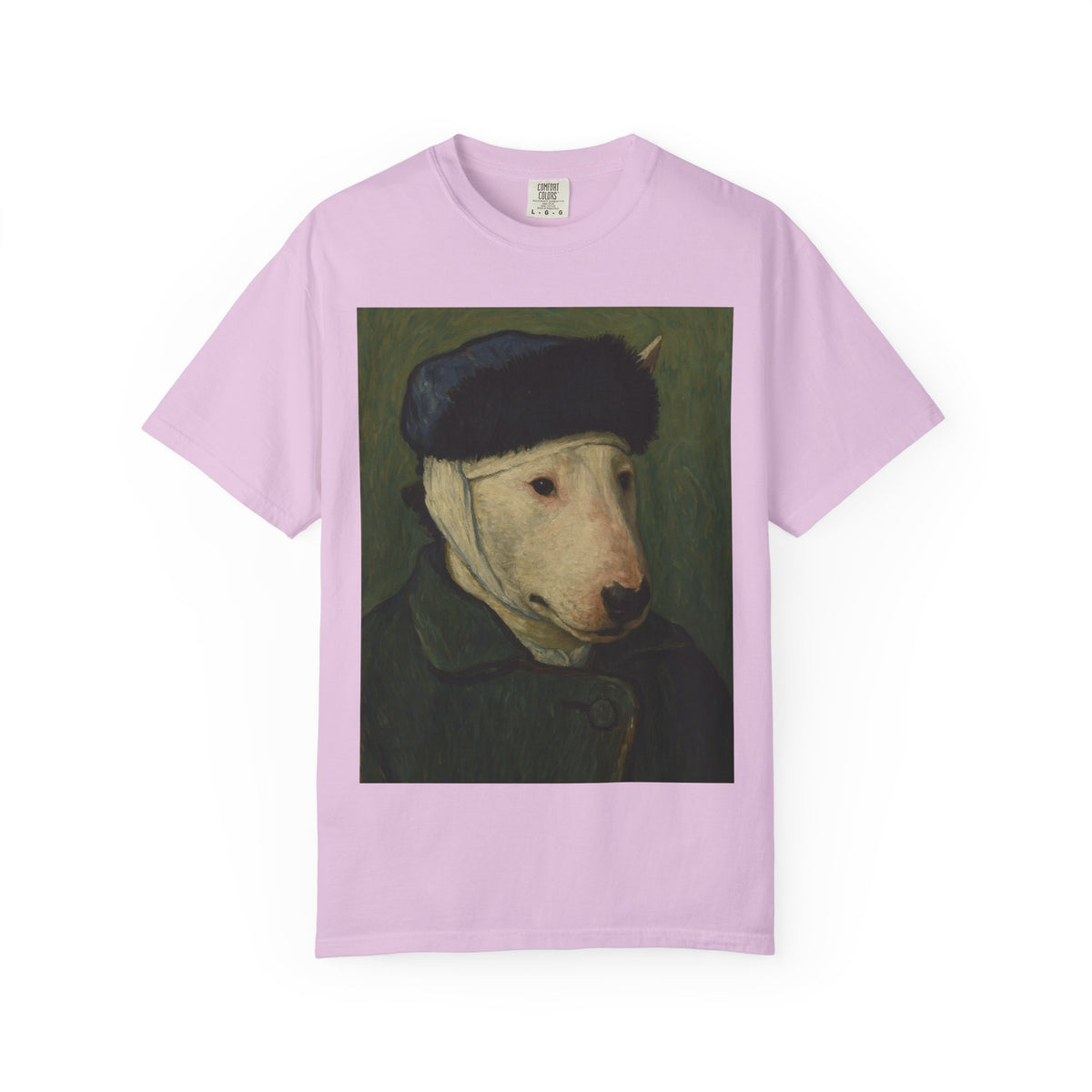 Bull Terrier Self-Portrait with Bandaged Ear — after Vincent van Gogh, 1889 | Garment-Dyed Tee