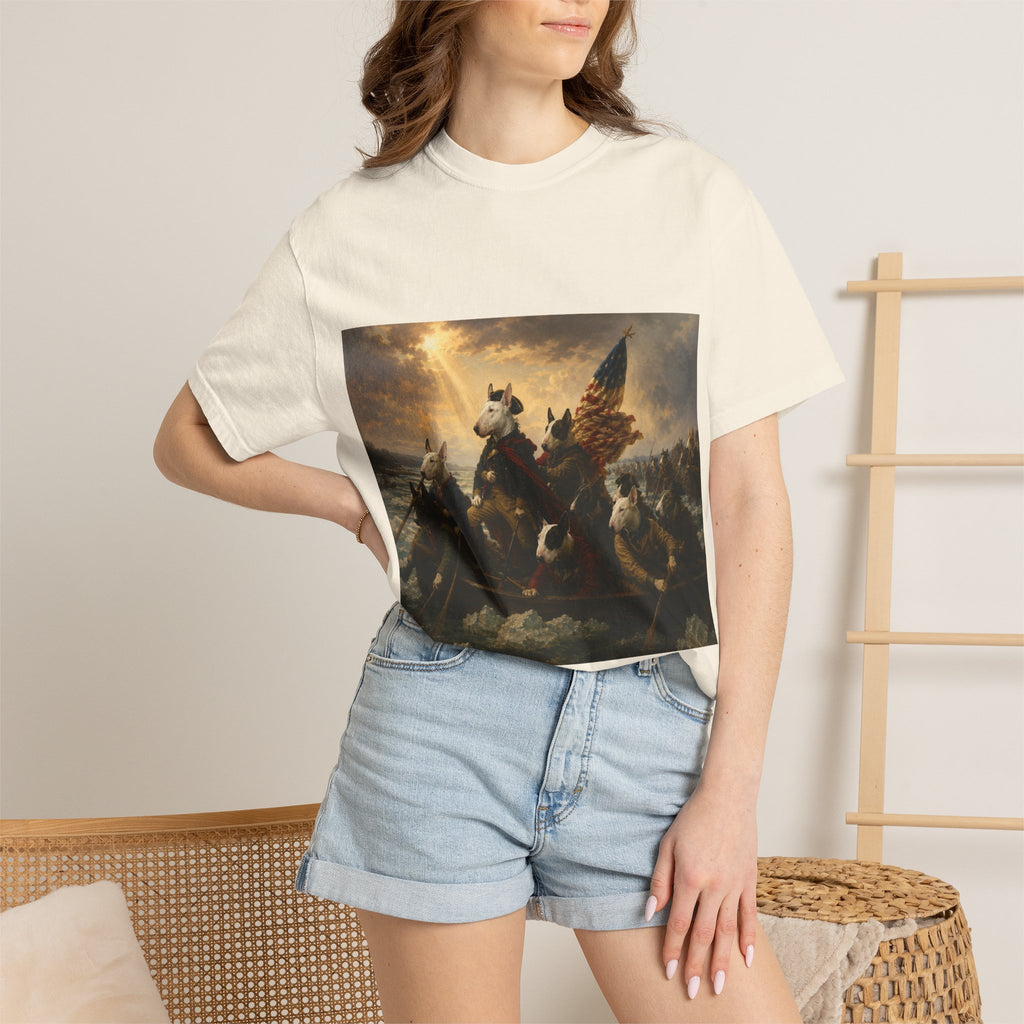 Bull Terrier Washington Crossing the Delaware — after Emanuel Leutze, 1851 | Garment-Dyed Tee