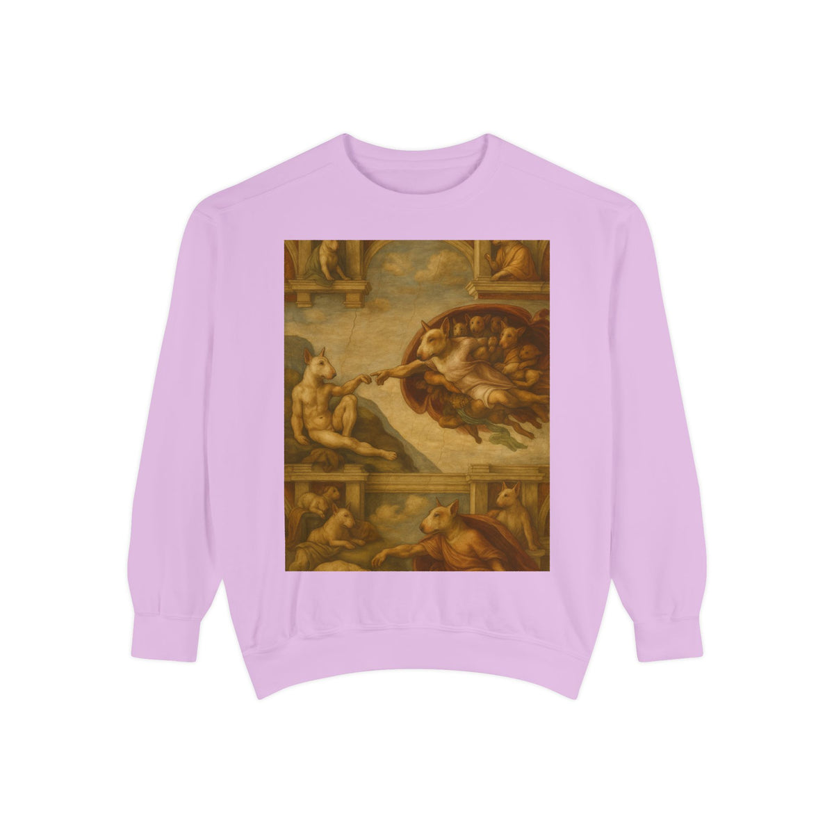 Bull Terrier The Creation of Adam — after Michelangelo, 1512 | Crewneck