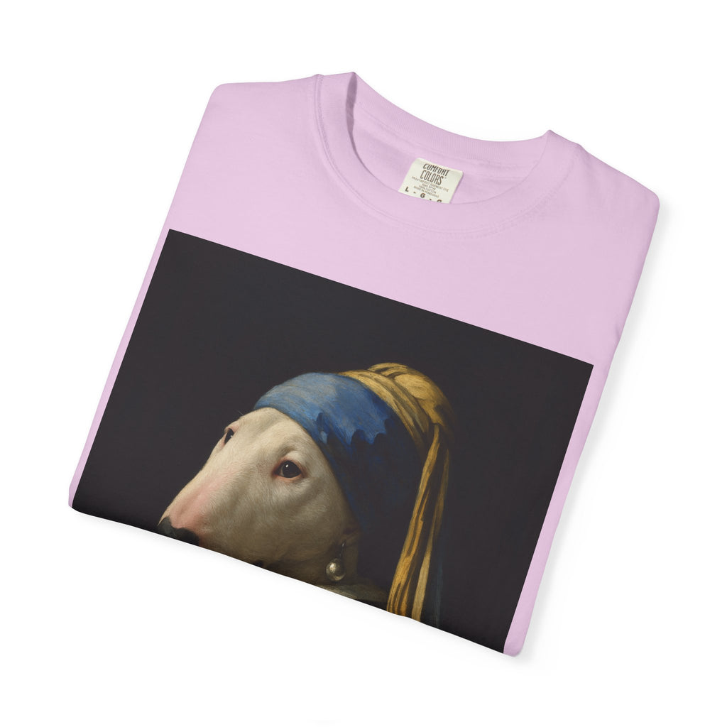 Bull Terrier Girl with a Pearl Earring — after Johannes Vermeer, c.1665 | Garment-Dyed Tee
