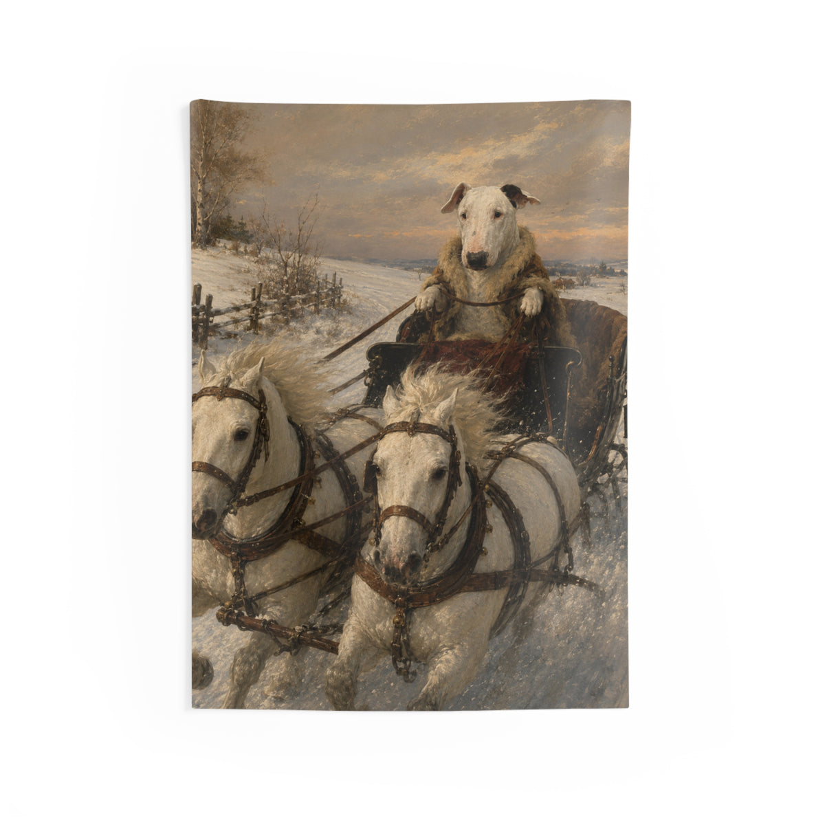 Bull Terrier Sleigh Ride — after Alfred Wierusz-Kowalski, c.1890 | Tapestry