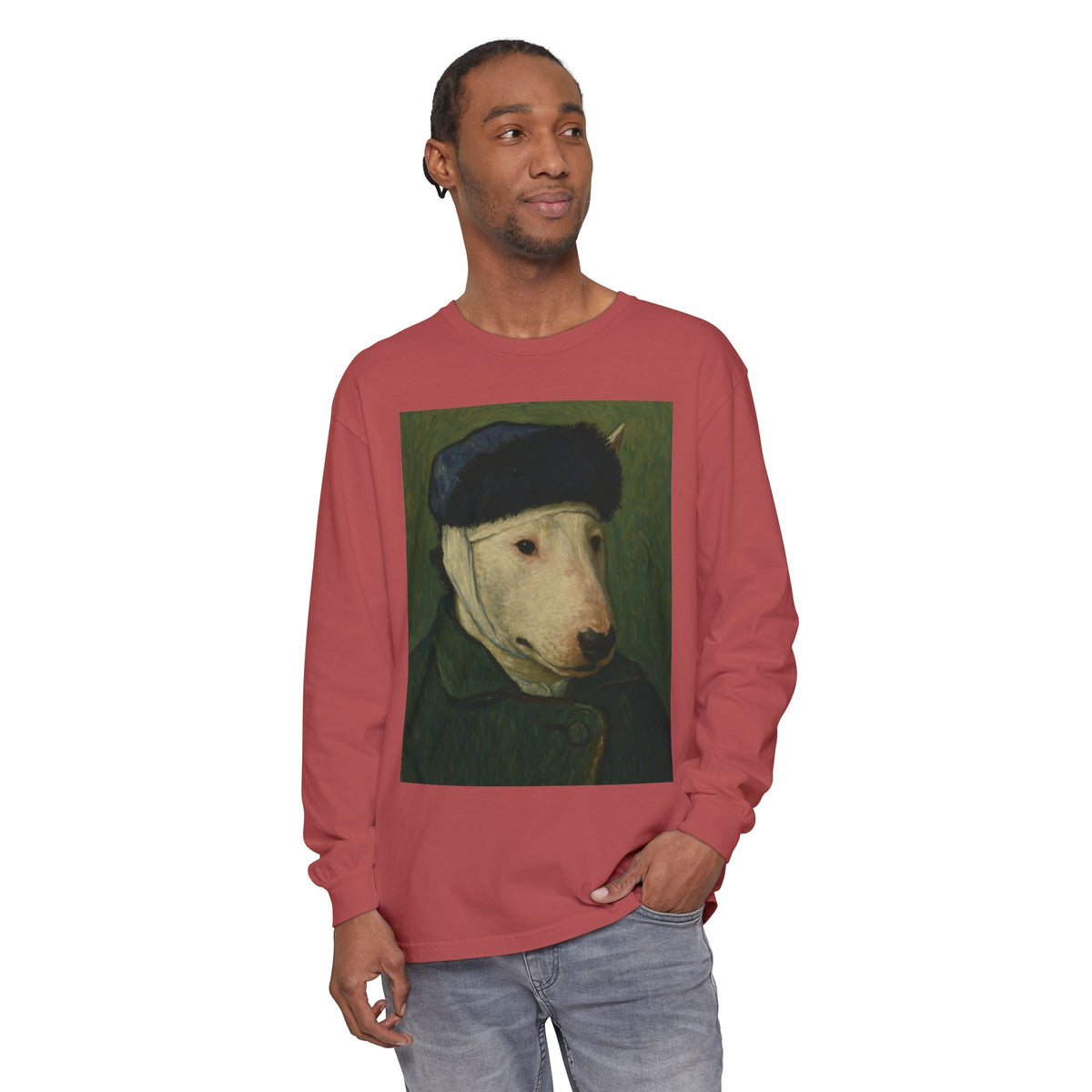 Bull Terrier Self-Portrait with Bandaged Ear — after Vincent van Gogh, 1889 | Long Sleeve