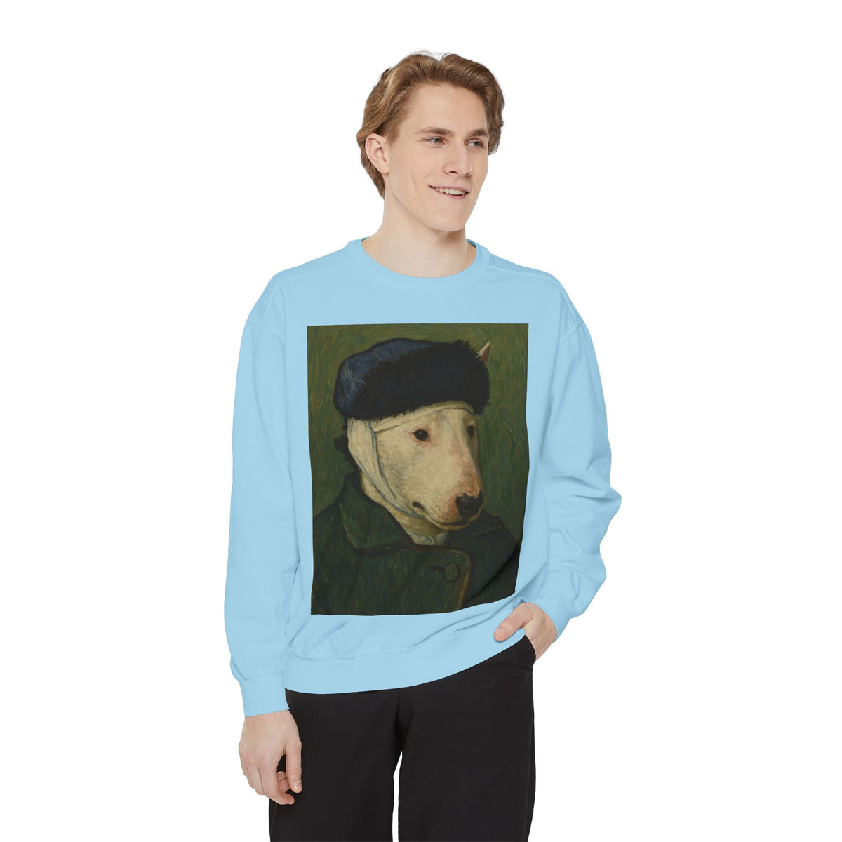 Bull Terrier Self-Portrait with Bandaged Ear — after Vincent van Gogh, 1889 | Crewneck