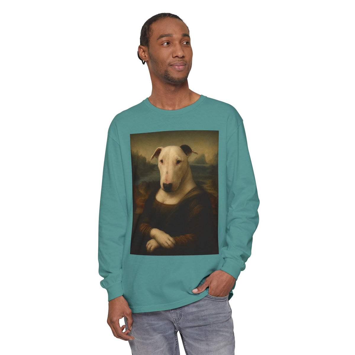 Bull Terrier Mona Lisa — after Leonardo da Vinci, c.1503 | Long Sleeve