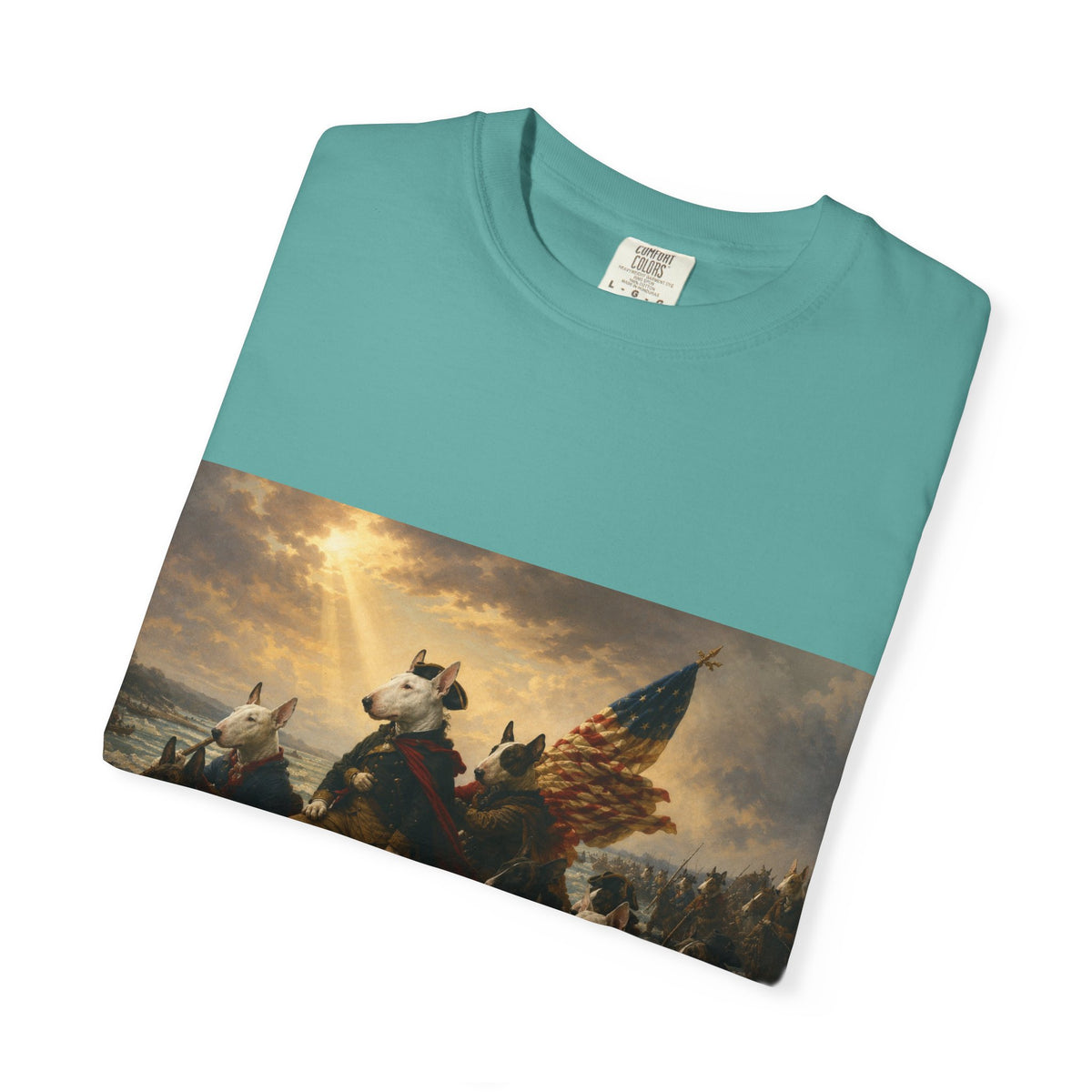 Bull Terrier Washington Crossing the Delaware — after Emanuel Leutze, 1851 | Garment-Dyed Tee