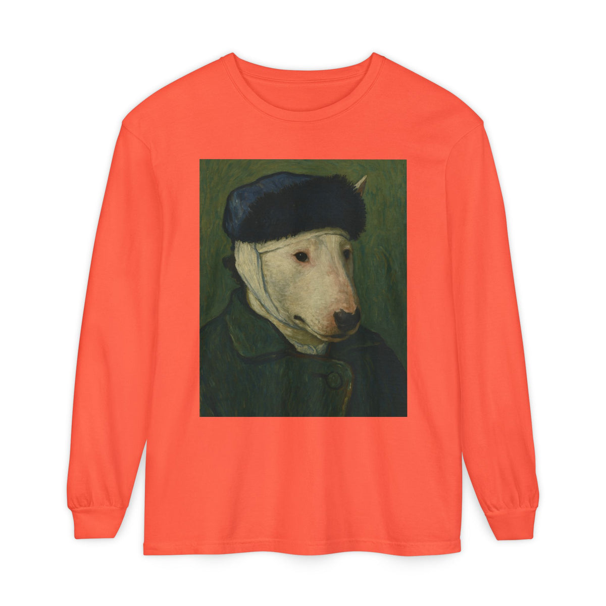 Bull Terrier Self-Portrait with Bandaged Ear — after Vincent van Gogh, 1889 | Long Sleeve