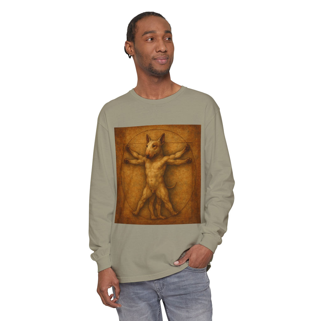 Bull Terrier Vitruvian Man — after Leonardo da Vinci, c.1490 | Long Sleeve