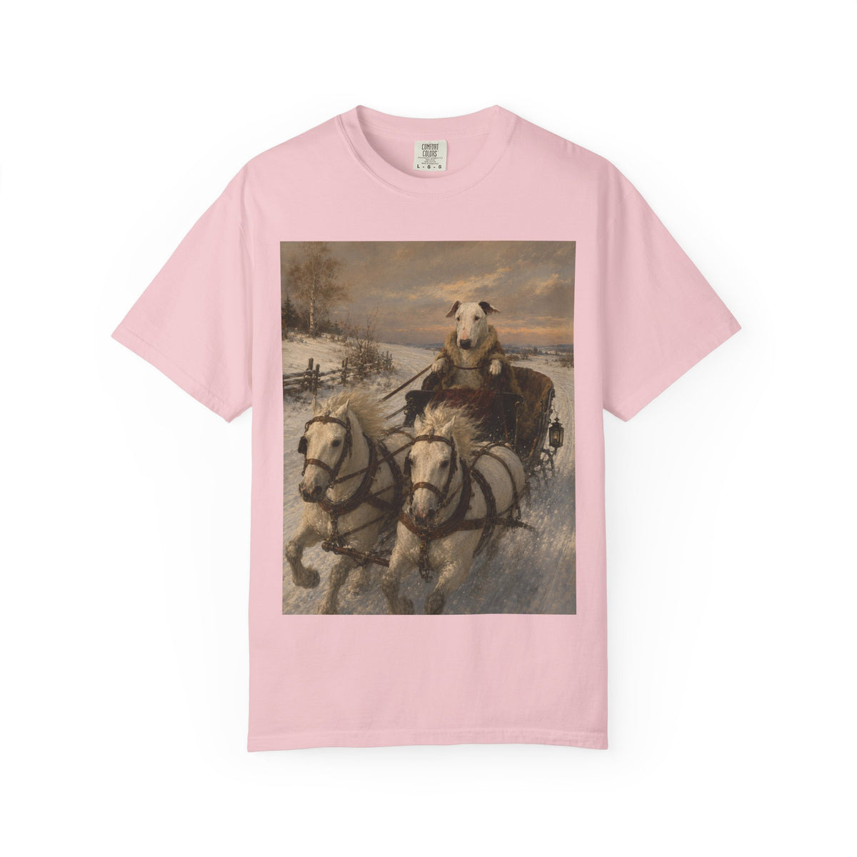 Bull Terrier Sleigh Ride — after Alfred Wierusz-Kowalski, c.1890 | Garment-Dyed Tee