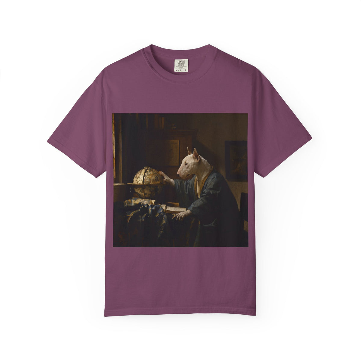 Bull Terrier The Astronomer — after Johannes Vermeer, 1668 | Garment-Dyed Tee