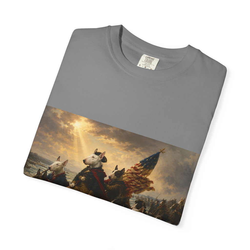 Bull Terrier Washington Crossing the Delaware — after Emanuel Leutze, 1851 | Garment-Dyed Tee
