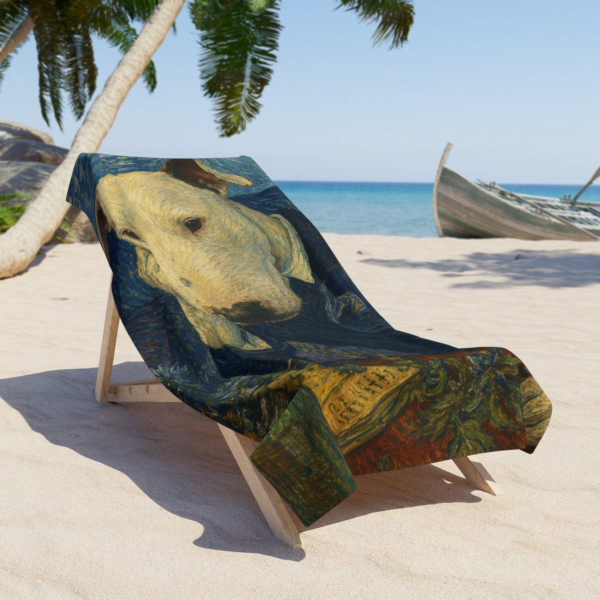 Bull Terrier Portrait of Doctor Gachet — after Vincent van Gogh, 1890 | Beach Towel