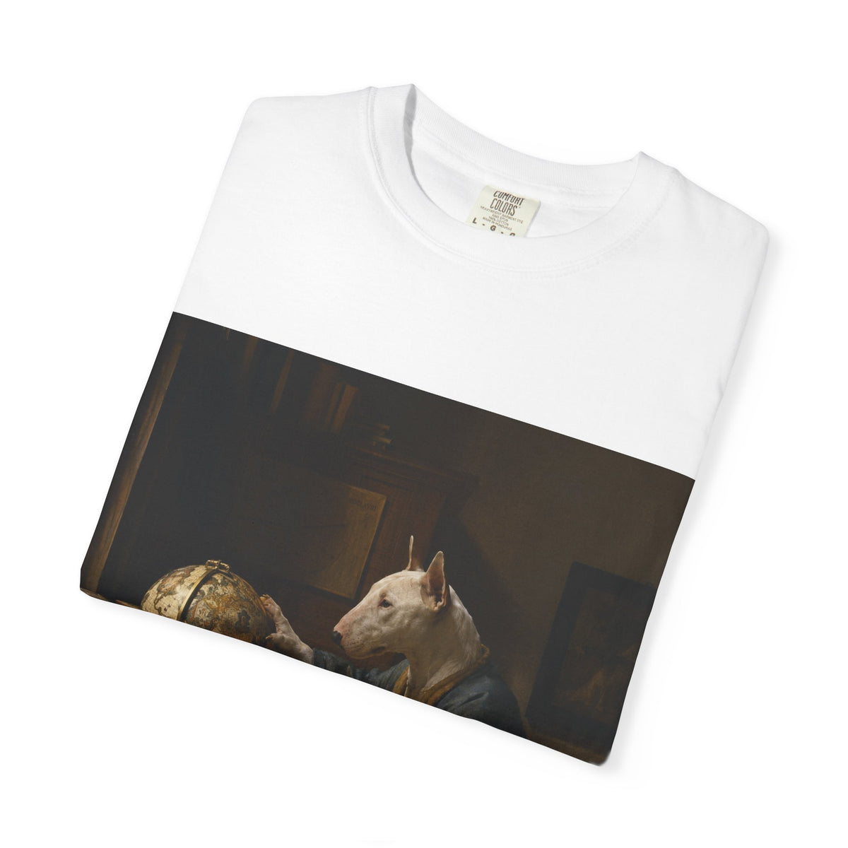Bull Terrier The Astronomer — after Johannes Vermeer, 1668 | Garment-Dyed Tee