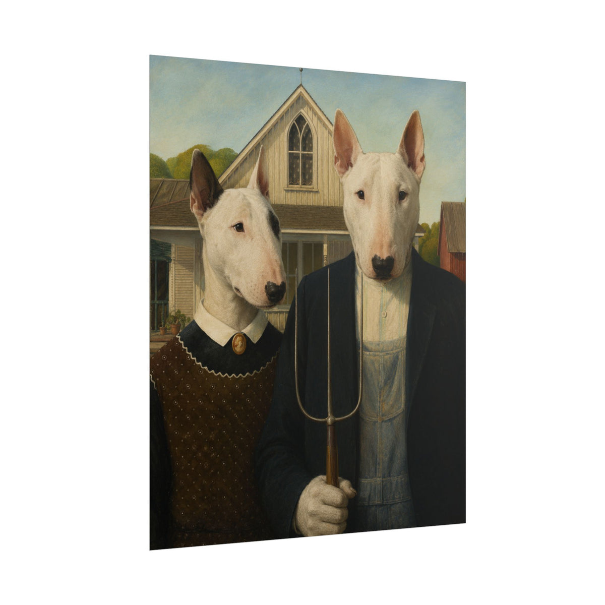 Bull Terrier American Gothic — after Grant Wood, 1930 | Print