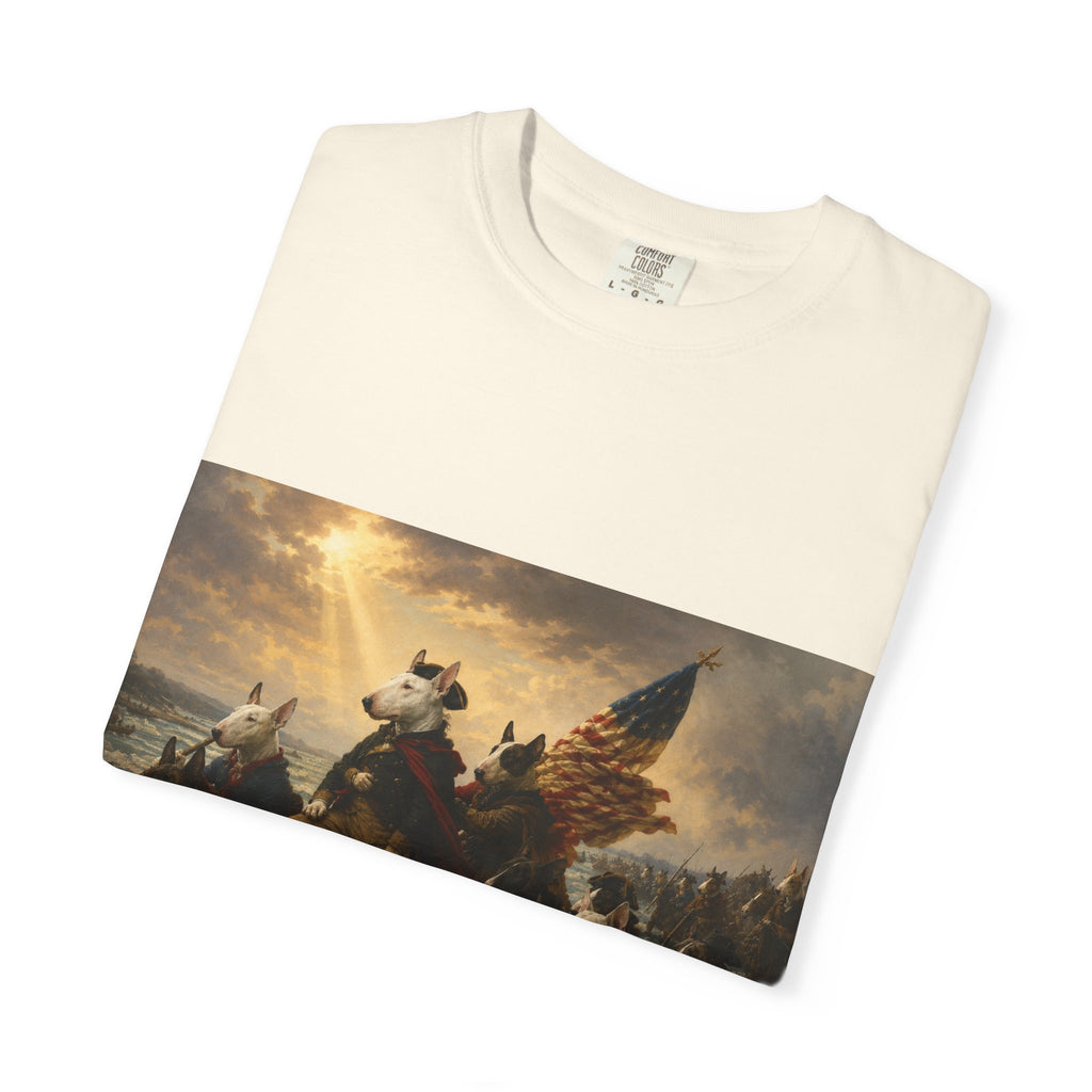 Bull Terrier Washington Crossing the Delaware — after Emanuel Leutze, 1851 | Garment-Dyed Tee
