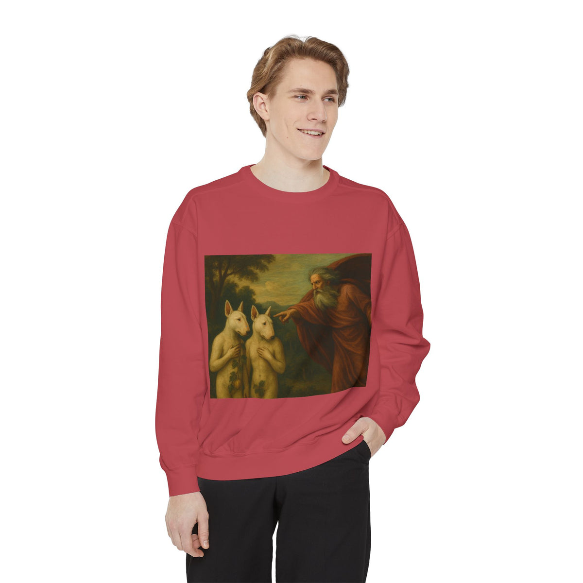 Bull Terrier The Rebuke of Adam and Eve — after Domenichino, 1626 | Crewneck