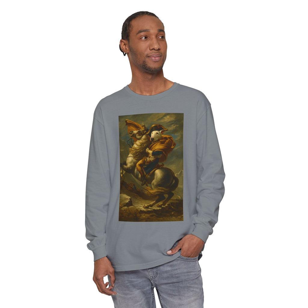 Bull Terrier Napoleon Crossing the Alps — after Jacques-Louis David, 1801 | Long Sleeve