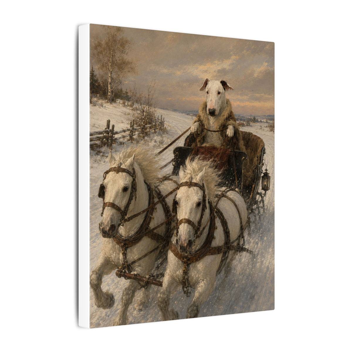 Bull Terrier Sleigh Ride — after Alfred Wierusz-Kowalski, c.1890 | Canvas