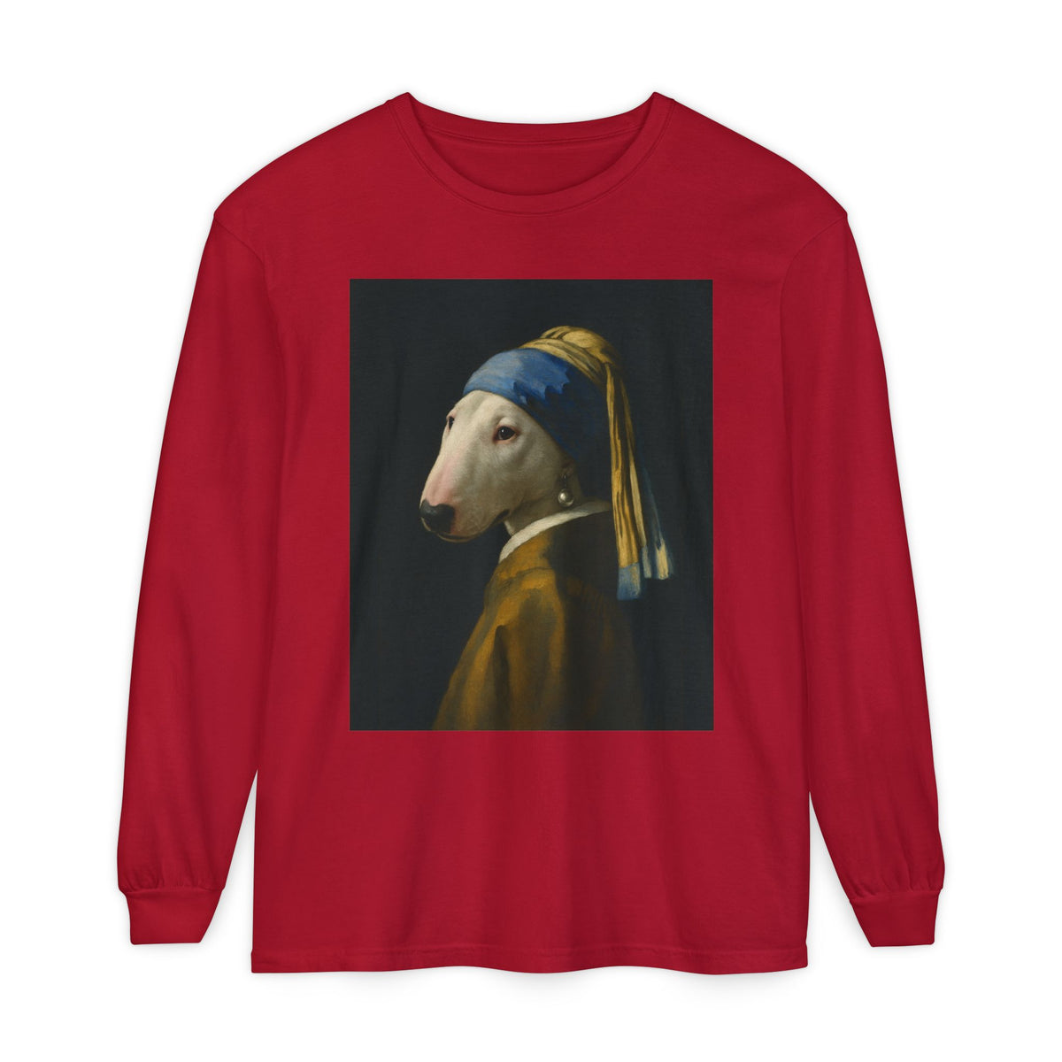 Bull Terrier Girl with a Pearl Earring — after Johannes Vermeer, c.1665 | Long Sleeve