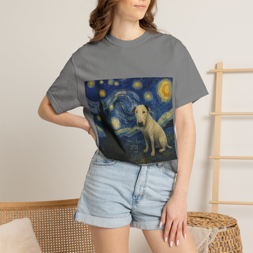 Bull Terrier The Starry Night — after Vincent van Gogh, 1889 | Garment-Dyed Tee