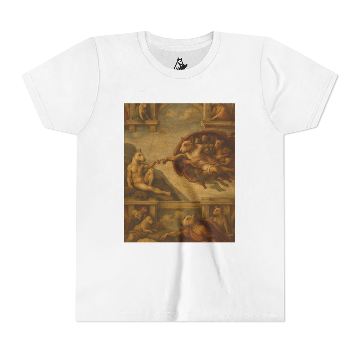 Bull Terrier The Creation of Adam — after Michelangelo, 1512 | Youth Tee
