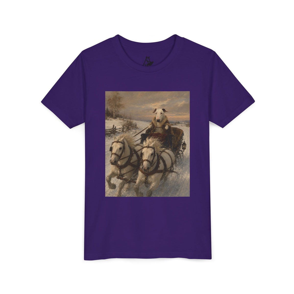 Bull Terrier Sleigh Ride — after Alfred Wierusz-Kowalski, c.1890 | Youth Tee
