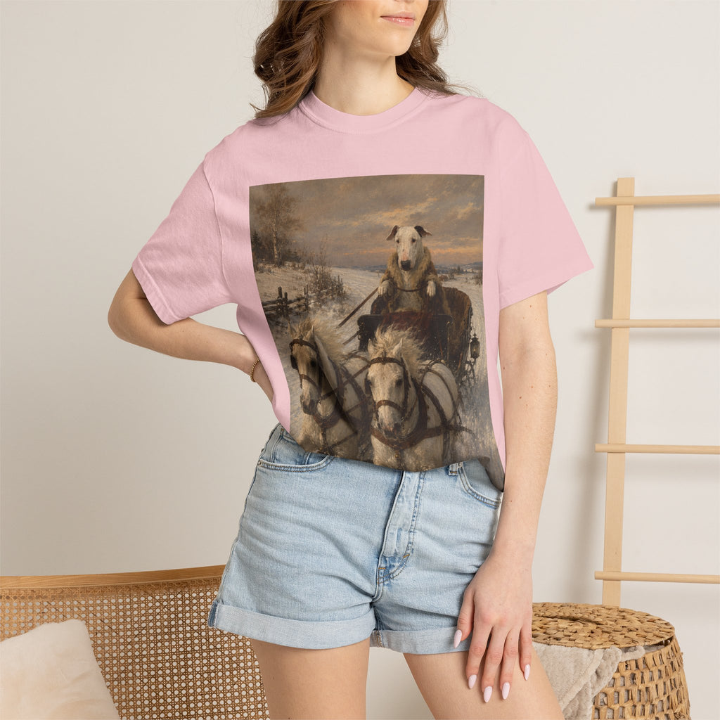 Bull Terrier Sleigh Ride — after Alfred Wierusz-Kowalski, c.1890 | Garment-Dyed Tee