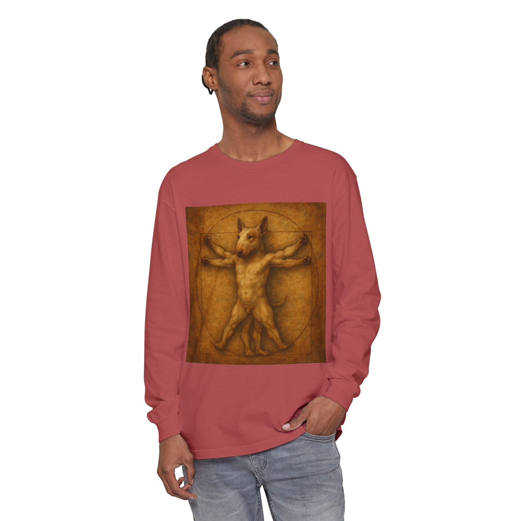 Bull Terrier Vitruvian Man — after Leonardo da Vinci, c.1490 | Long Sleeve