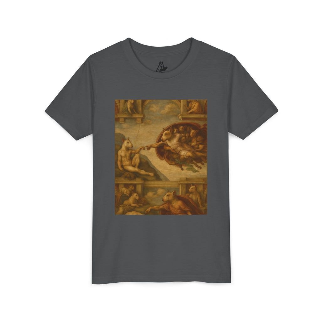 Bull Terrier The Creation of Adam — after Michelangelo, 1512 | Youth Tee