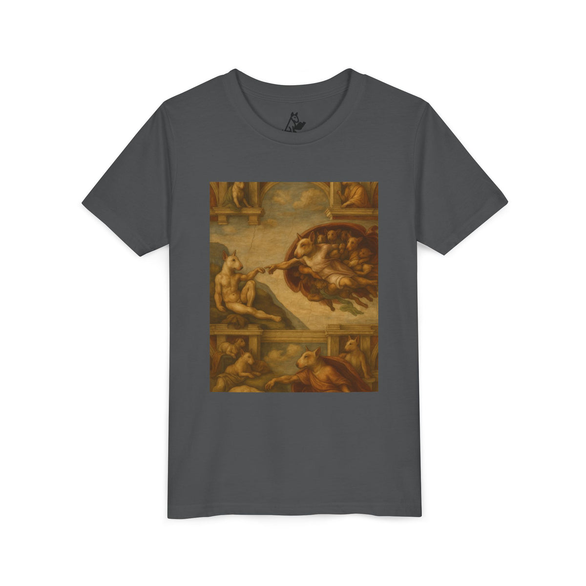 Bull Terrier The Creation of Adam — after Michelangelo, 1512 | Youth Tee