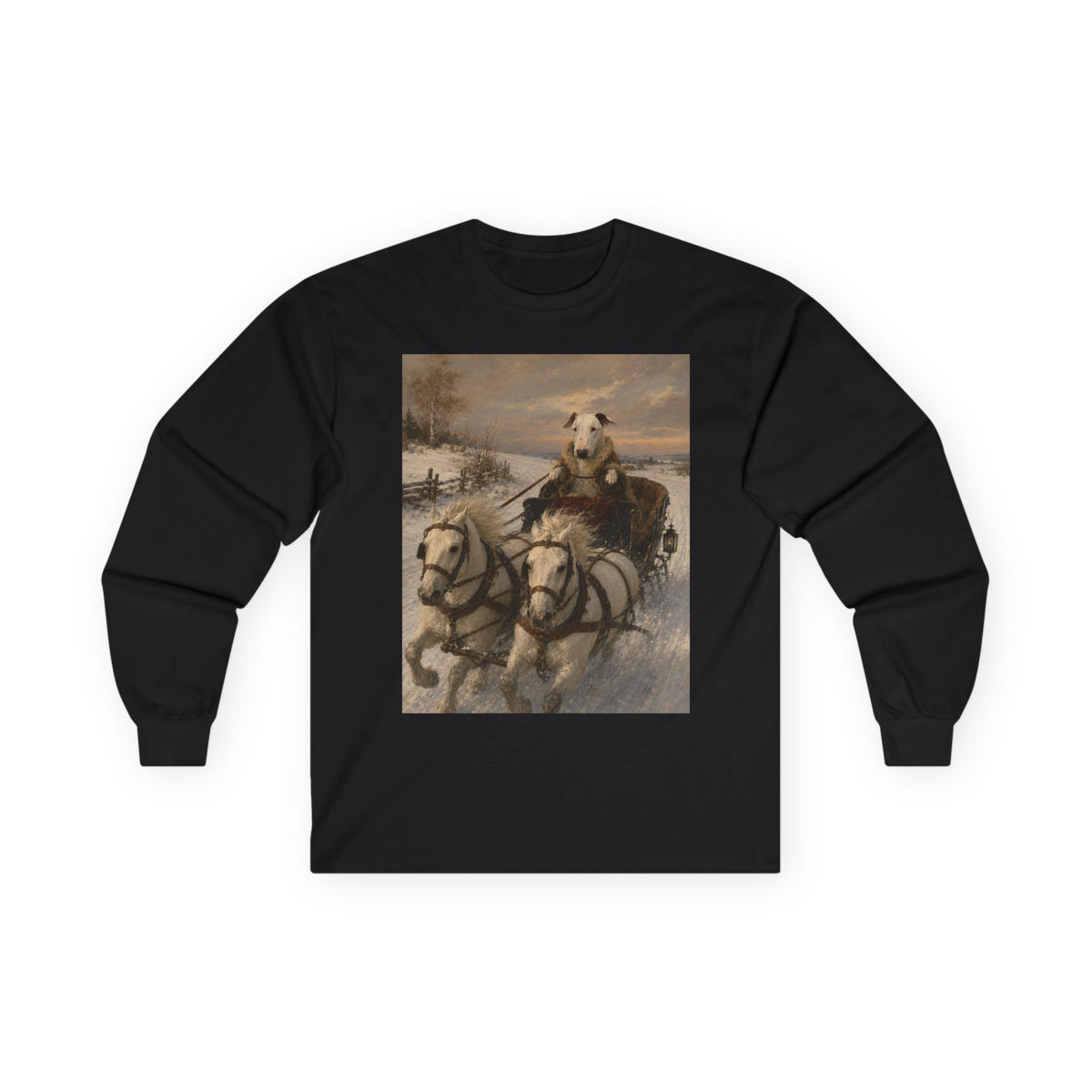 Bull Terrier Sleigh Ride — after Alfred Wierusz-Kowalski, c.1890 | Long Sleeve