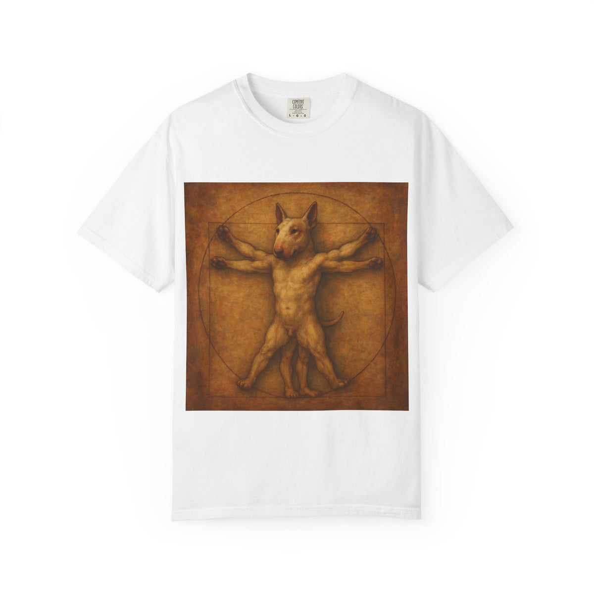 Bull Terrier Vitruvian Man — after Leonardo da Vinci, c.1490 | Garment-Dyed Tee