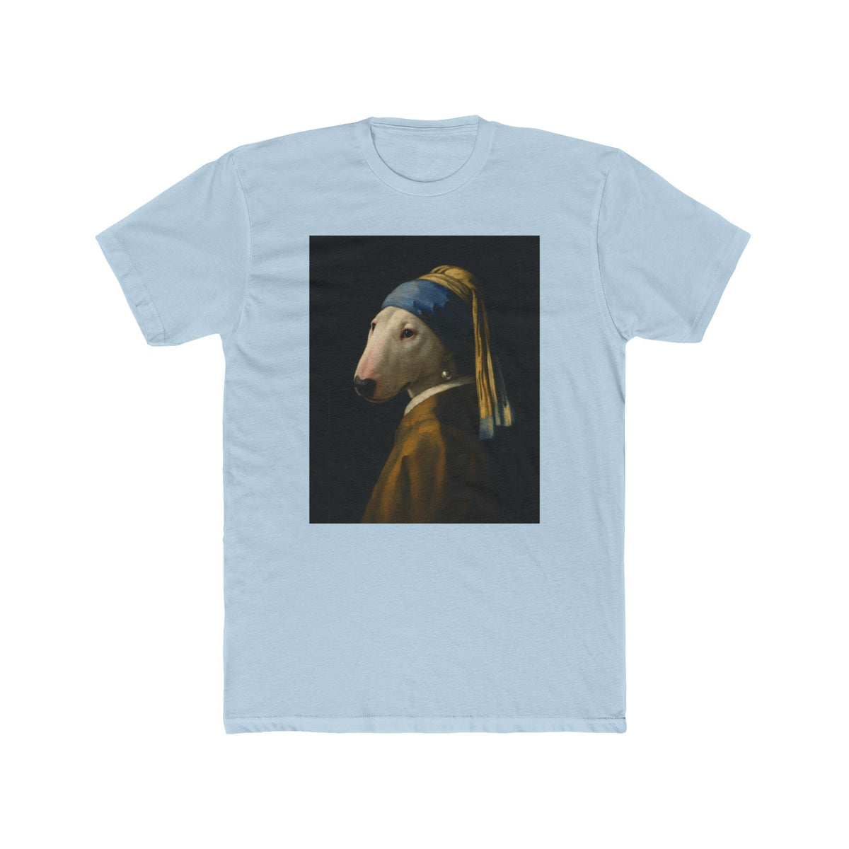 Bull Terrier Girl With A Pearl Earring — after Johannes Vermeer, c.1665 | Tee