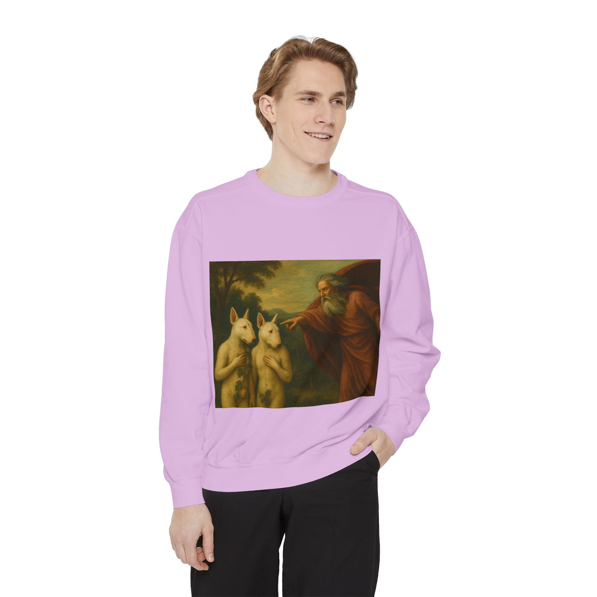 Bull Terrier The Rebuke of Adam and Eve — after Domenichino, 1626 | Crewneck